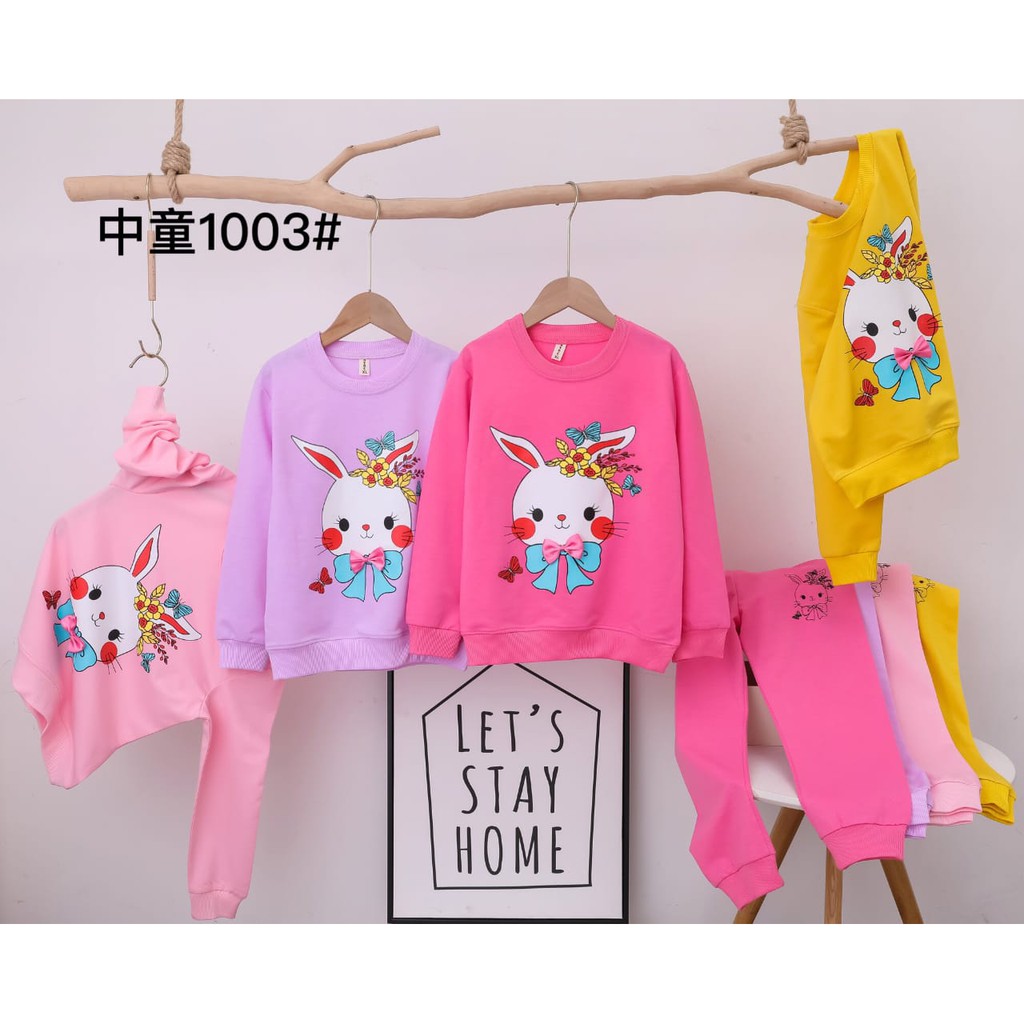 Setelan Sweater Anak Perempuan Usia 5 - 8 Tahun Motif Sablon Import Original | Stelan Switer cewek