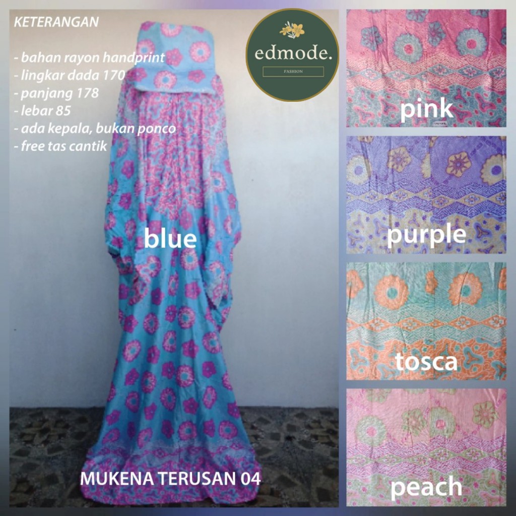Mukena Dewasa Premium Travel Rayon Bali Motif Batik Colourful Terusan 100% Adem