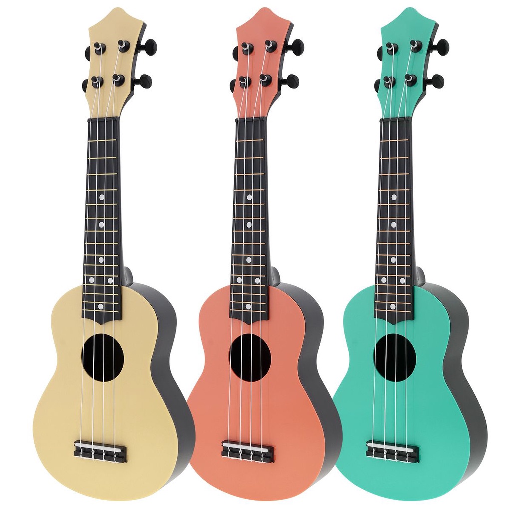 Gitar Akustik Ukulele Soprano 4 Senar Warna-Warni Ukuran 21 Inci 3 Warna Dengan Tas Tuner Strap Untuk Pemula