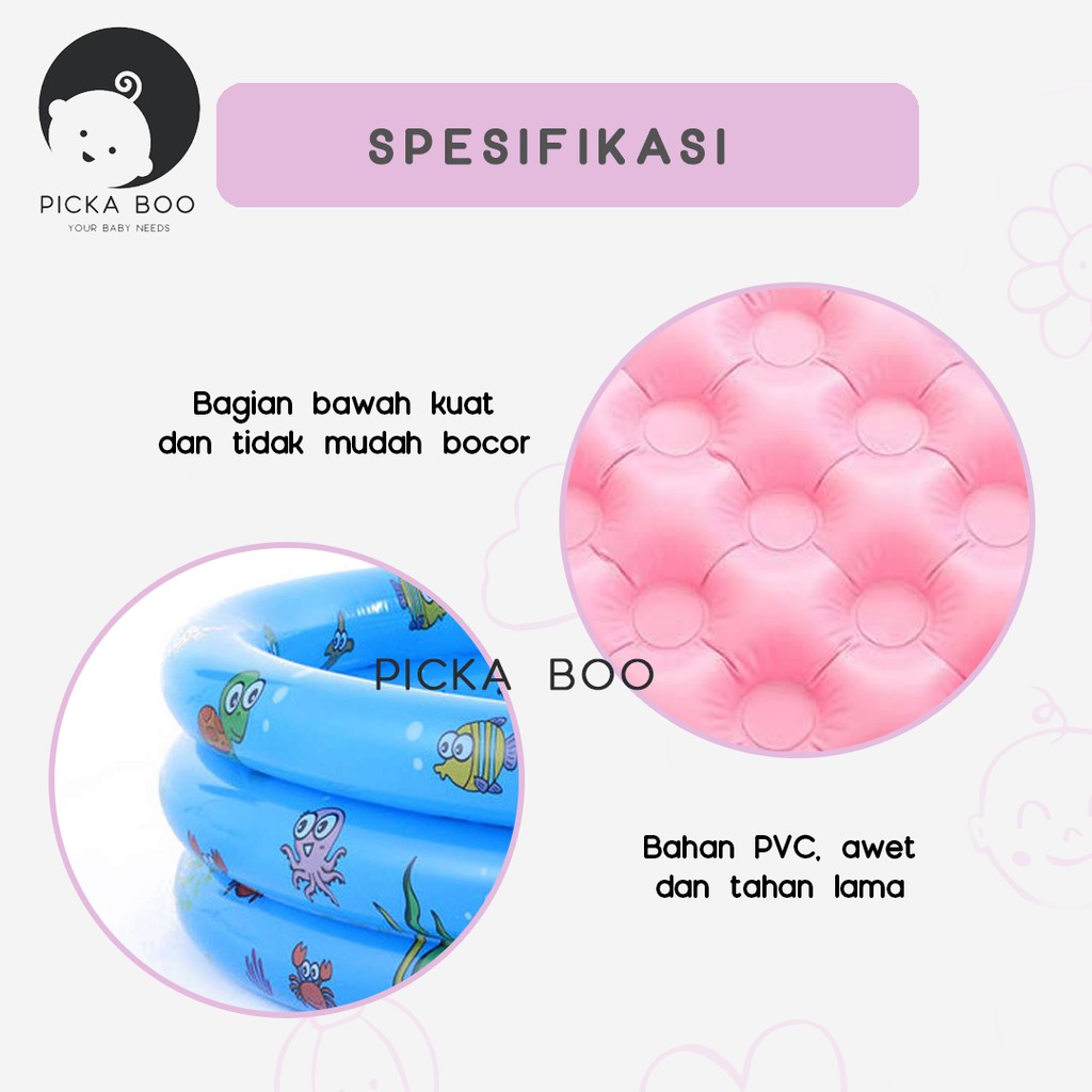 PICKA BOO Kolam Renang Anak Bulat 130 cm Alas Bergelembung