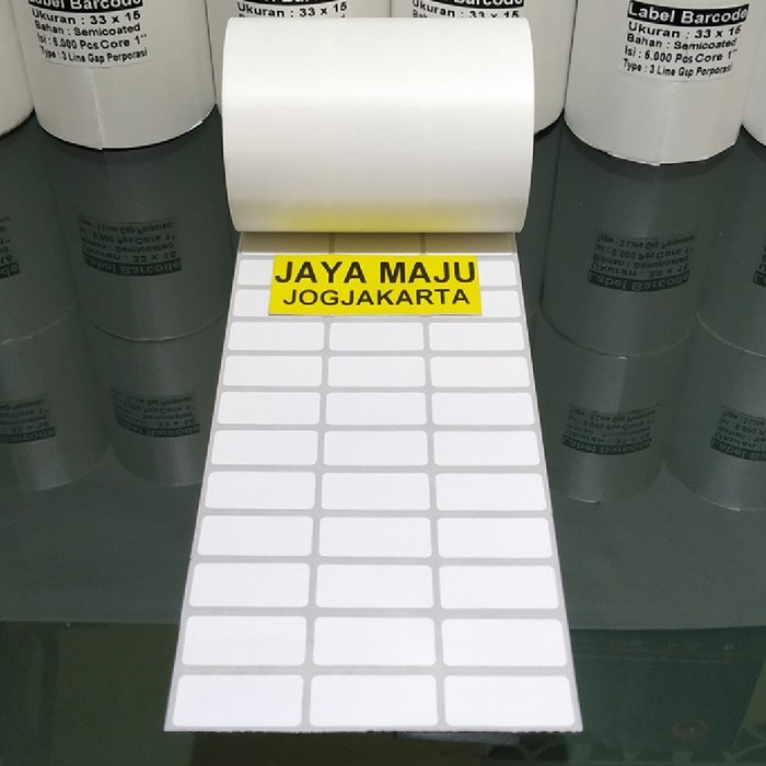 

LABEL BARCODE 33 X 15 3 LINE GAP PAKAI PORPORASI ISI 5.000 PCS LABEL