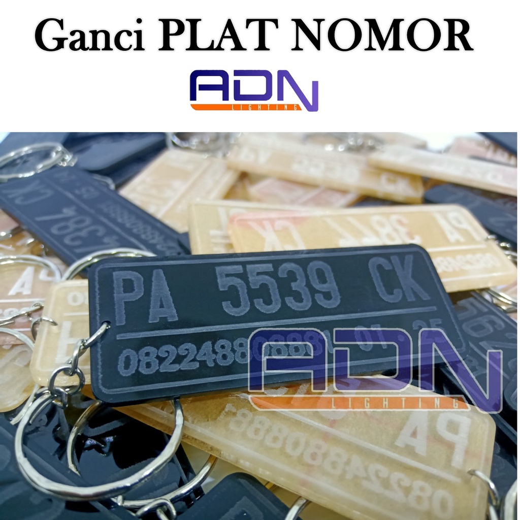 Gantungan kunci model plat NOMOR akrilik grafir MOTOR MOBIL CUSTOM