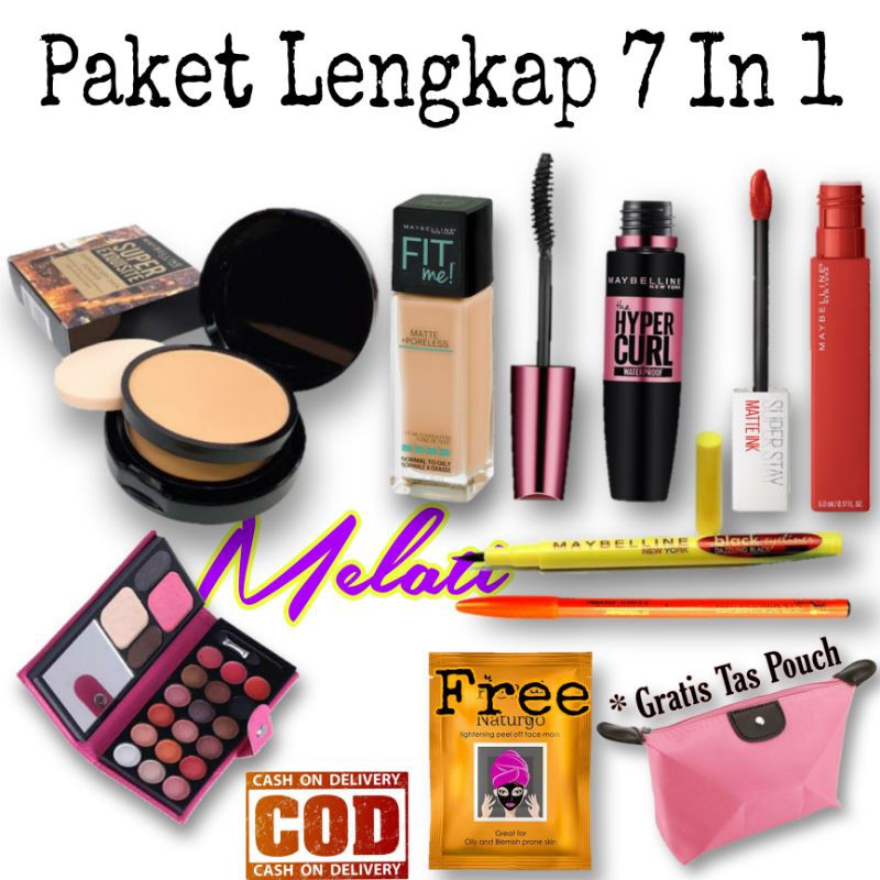 Paket Kosmetik Maybelline 7 In 1 / Paket Kosmetik Murah / Paket Kecantikan / Make Up Wanita / Paket Kosmetik / Kosmetik / Kecantikan