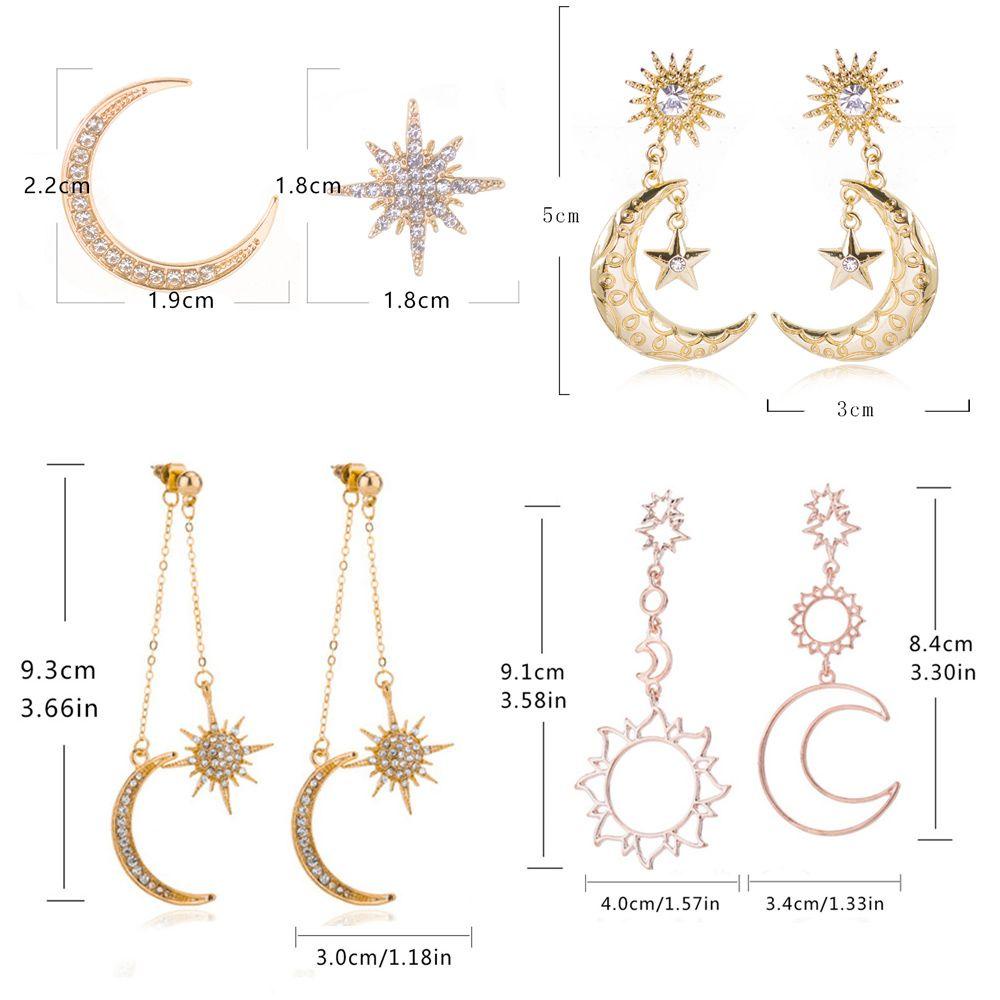 R-flower Moon And Star Earrings Tren Desain Asimetris Angkasa Langit Langit Hip Hop Punk Earring