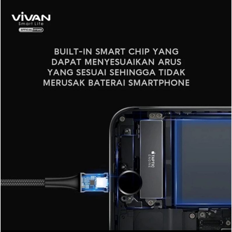 VIVAN Kabel iPhone Lightning 2.4A LED Light Quick Charge 200CM VDL200