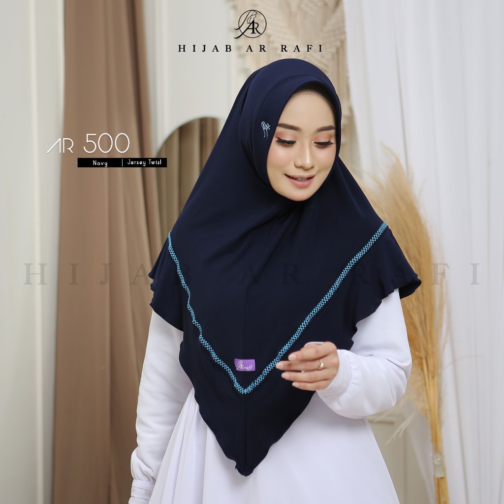 Terbaru Terlaris Hijab Ar rafi AR 500 Jilbab Bergo Instan Jersey Variasi Stik Kerudung Instan Antem-4