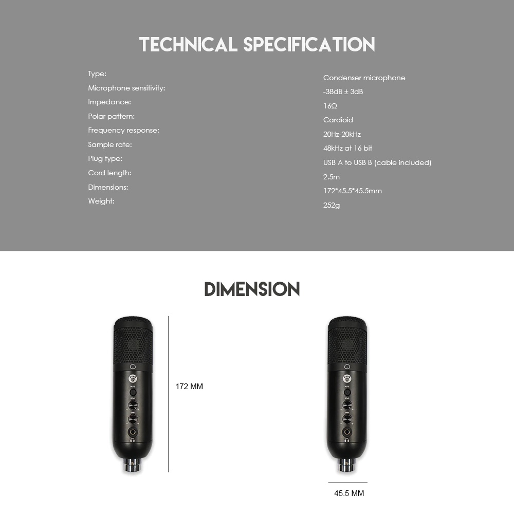 Fantech Leviosa MCX01 Professional USB Microphone Condenser RGB Light