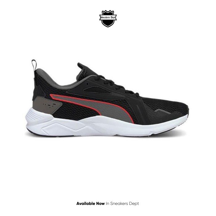 puma black and silver trainers