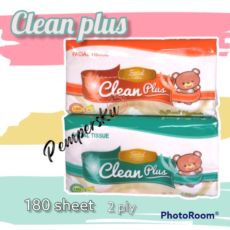 Jual tisu kering clean plus 180 sheet (warna dikirim random) | Shopee ...