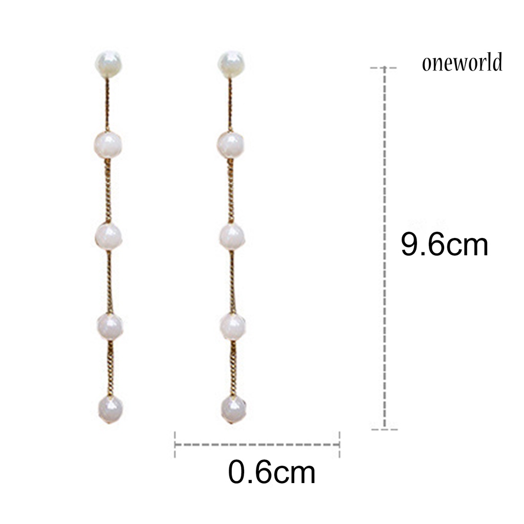 OW# 1 Pair Ladies Earrings Attractive Faux Pearl Earrings Charming Long Dangle Earrings for Daily Life