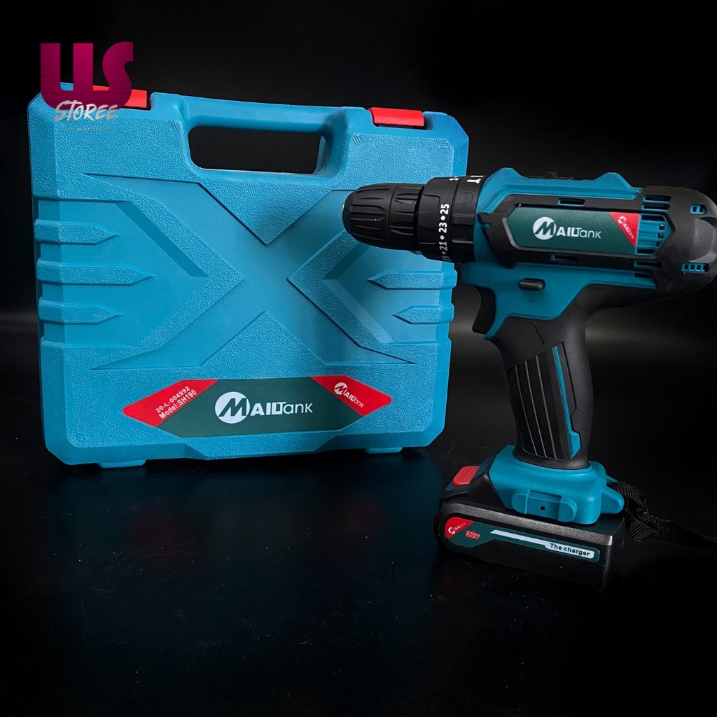 Mesin Bor Baterai 32 Volt Mailtank SH-190 Impact Cordless Drill Bor Tembok Beton Kayu