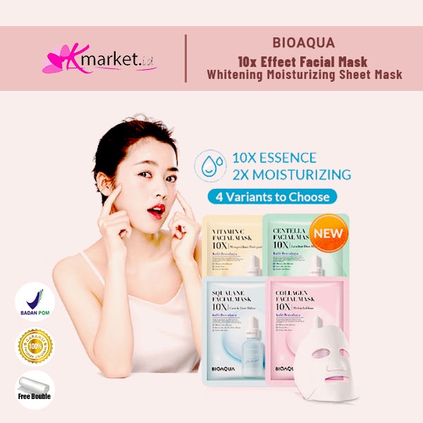 [BPOM] BIOAQUA Masker wajah 10X The Effect Facial Mask Whitening Moisturizing Sheet mask