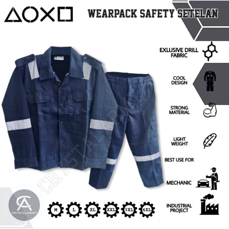 Wearpack safety setelan/ Setelan wearpack Kemeja Celana Safety Katelpak Seragam Proyek