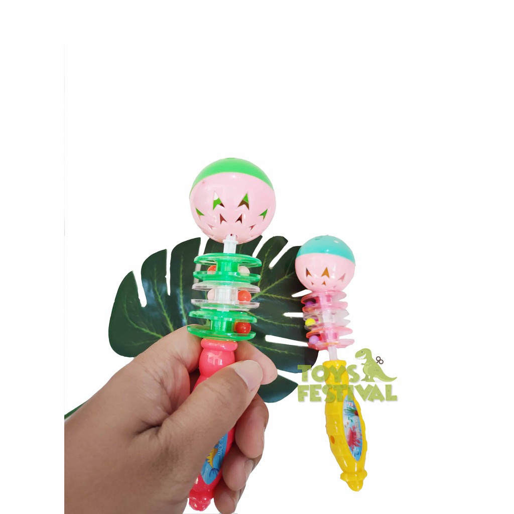 Sepasang (2 pcs) Mainan Kincringan Kerincingan Rattle Musik Bayi seri Bola Ulir