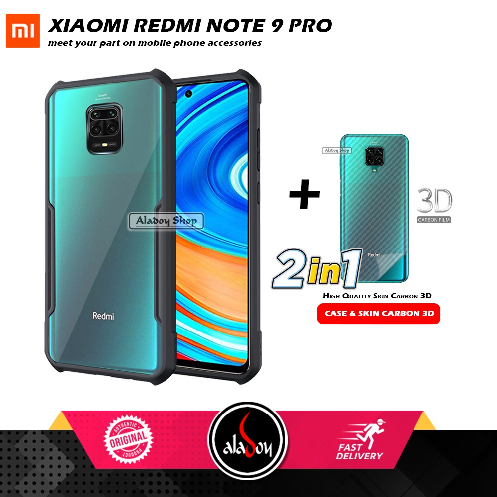 Case XIAOMI REDMI NOTE 9 PRO Armor Fusion Transparent Casing Free Skin Carbon 3D