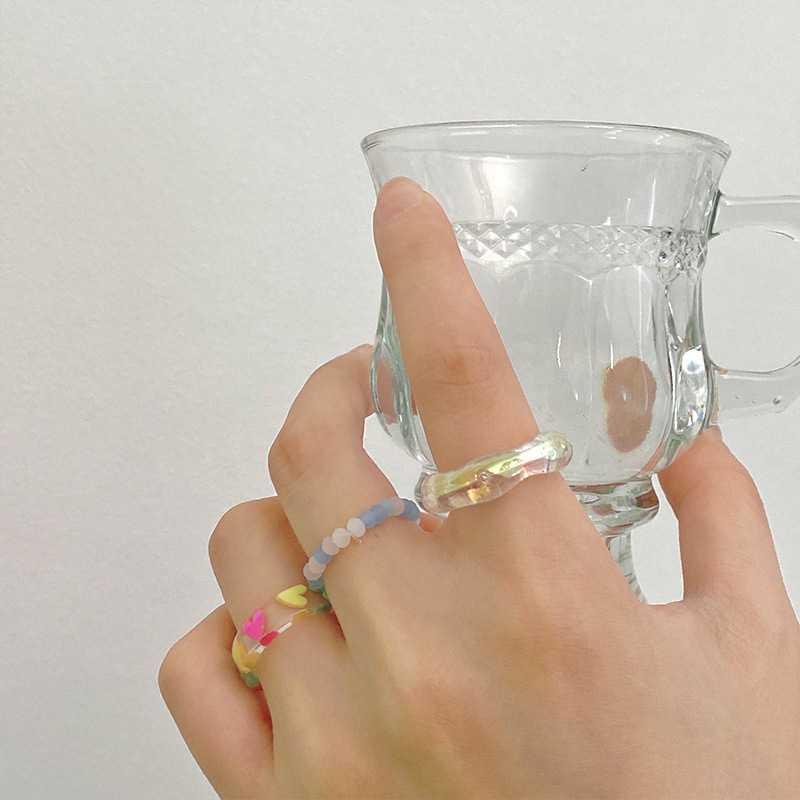 3pcs / Set Cincin Mutiara Bahan Akrilik Gaya Korea