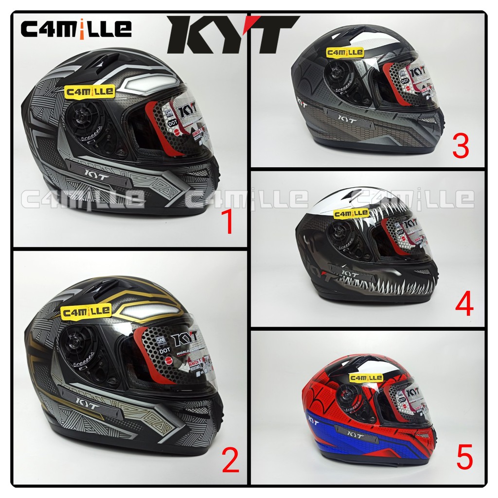 HELM KYT K2 MOTIF SPIDERMAN VENOM BLACK PANTHER C4MILLE FULL FACE DOUBLE VISOR