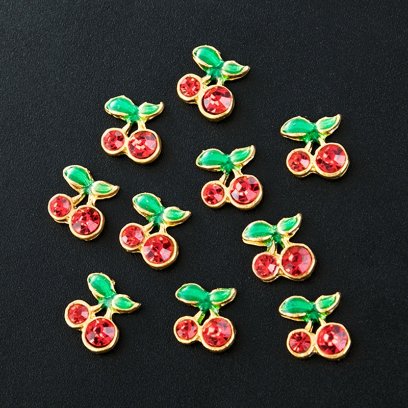 Siy 10 Pcs Ornamen Buah Ceri 3d Hias Berlian Imitasiglitter Untuk Dekorasi Nail Art