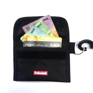 Fakelab Hanging Card Wallet Black Velcro dan Resleting 