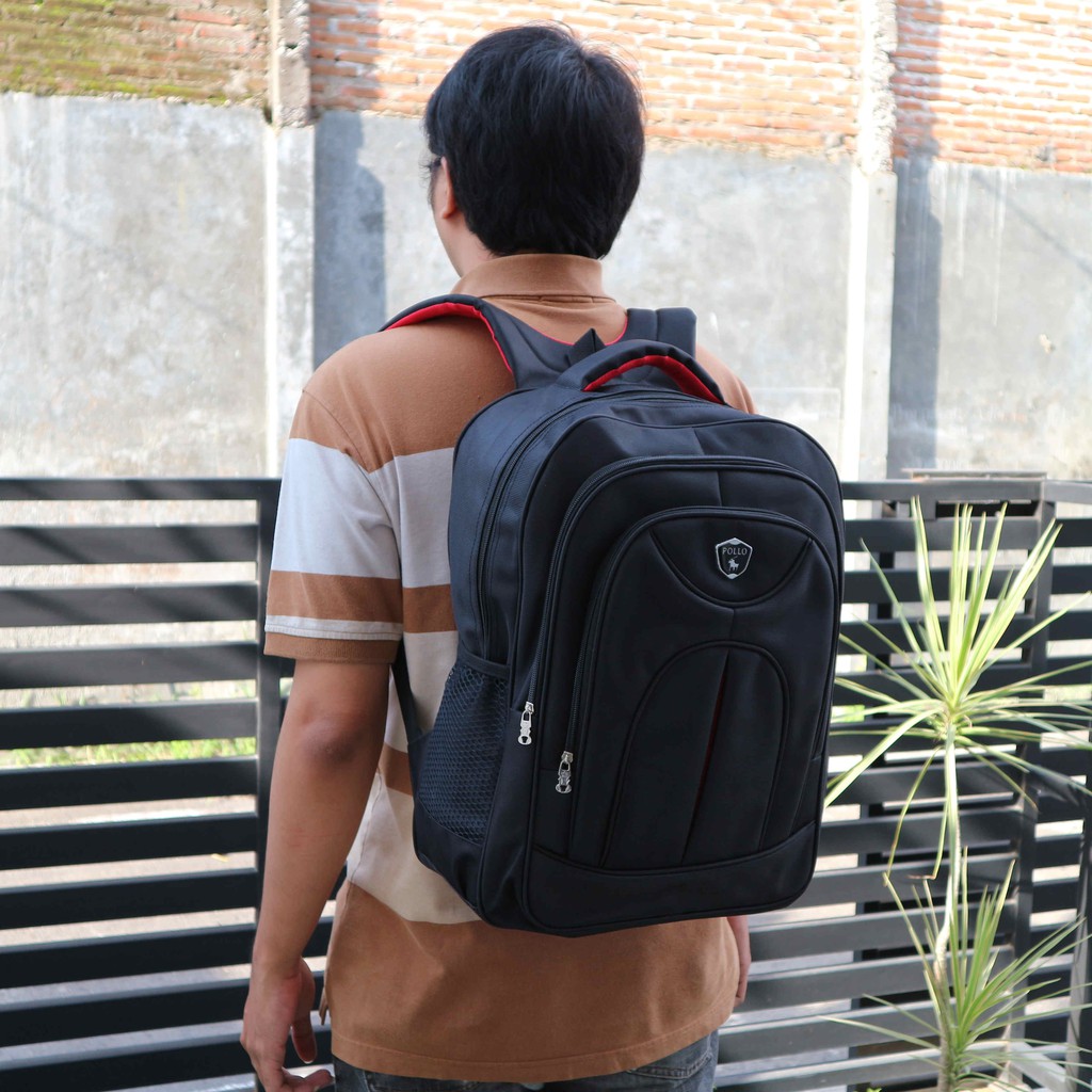 Tas Pria Polo Bonus Jas Hujan  Tempat Pensil Ransel Cowok SMP SMA Bonus Pulpen Backpack Polo Rohis Premium Hadiah Gratis