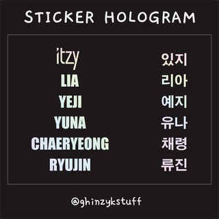 STIKER STICKER HOLOGRAM ITZY Hangul Member Satuan | Shopee Indonesia