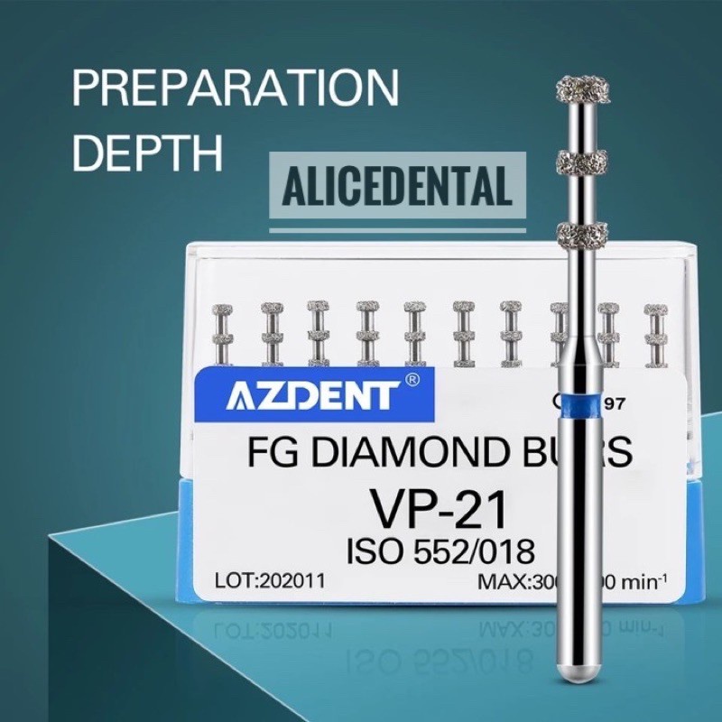 Bur veneer Dental diamond bur depth marker deep marking preparasi veneer gigi VP-21 VP 21 venner highspeed