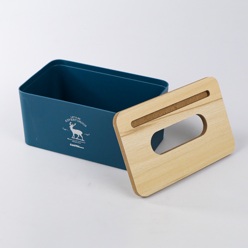 Kotak Tisu Kayu Tissue Box dengan Holder Smartphone - ZJ008 - 7RHXQ0BL Blue