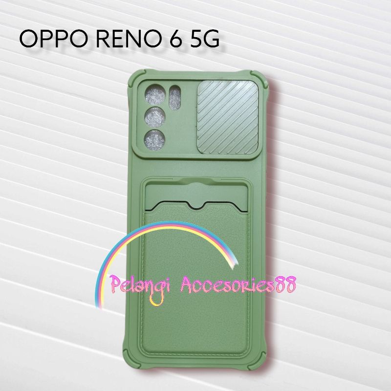 CASE OPPO RENO 6 5G SOFTCASE SLEDING WARNA WARNI SLOT CARD