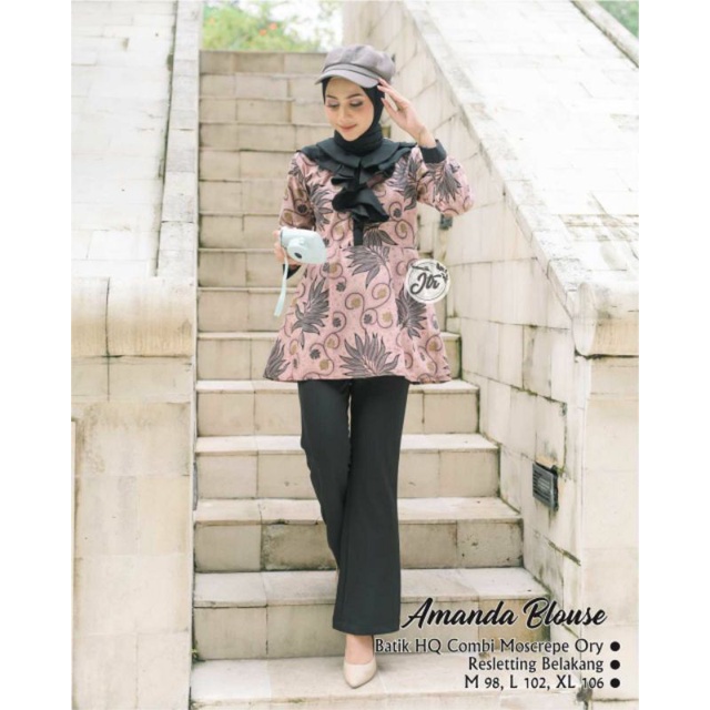 tey-17 Batik wanita ASJ SA HRB026 Kenongo Kemeja Tosca Pendek-amanda alam