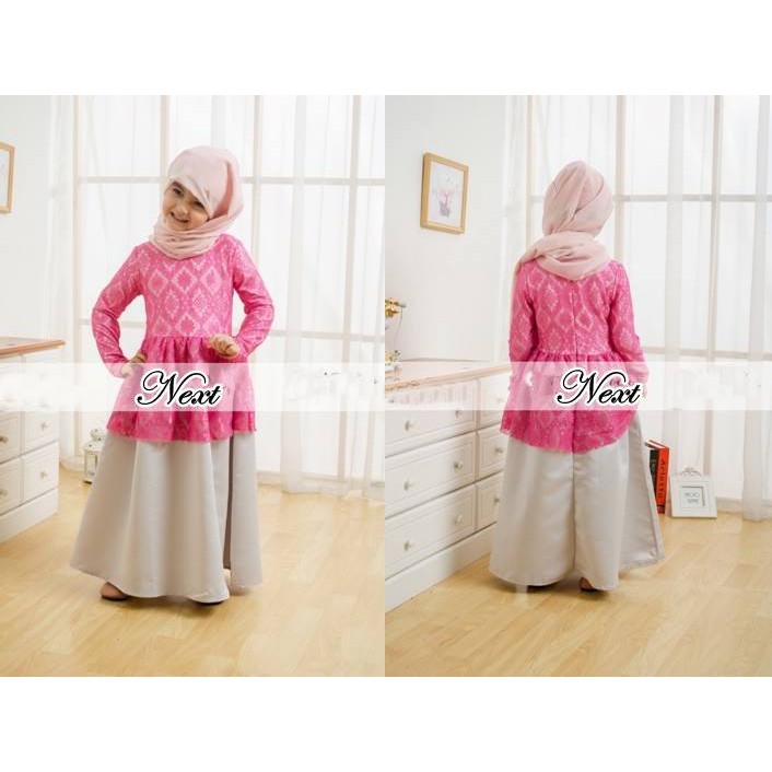 NEXT 1429 / BAJU MUSLIM GAMIS ANAK PINK BURKAT