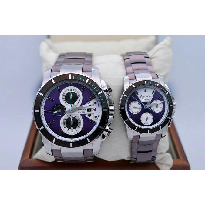 New Item Alexandre Christie Ac 6455 Couple Silver Purple Original