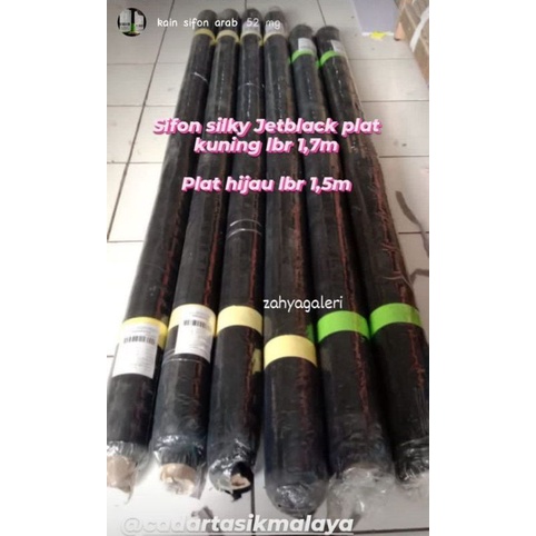 Kain Sifon jetblack ½ ROLL berat 1kg PLAT KUNING N HIJAU+ sifon burj jetblack