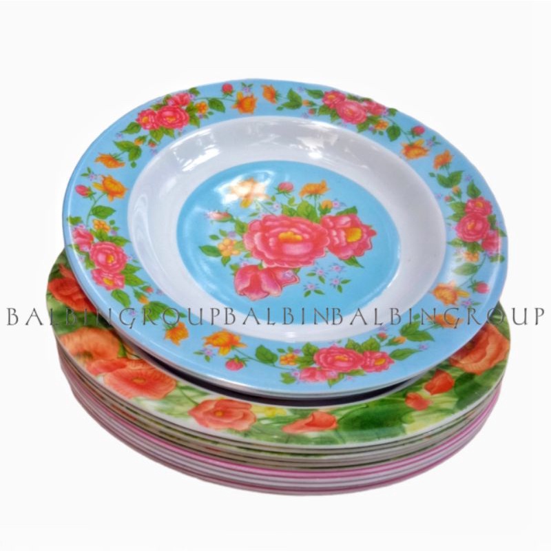 PIRING MAKAN 9INC SEMI MELAMINE MOTIF - SHING ISI 6 PCS