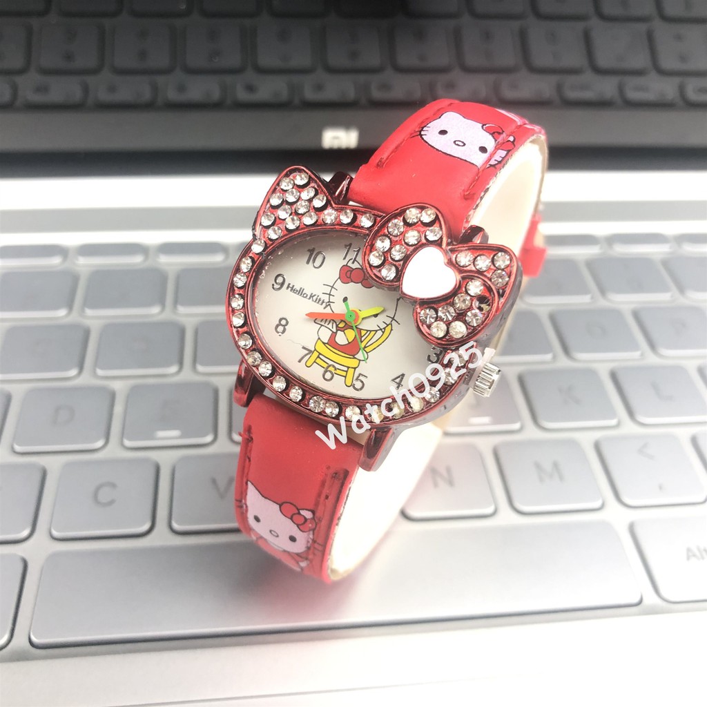 HELLO KITTY JAM TANGAN KULIT FASHION MURAH IMPOR HARGA GROSIR  JAM TANGAN MURAH CEWEK WATCH A22