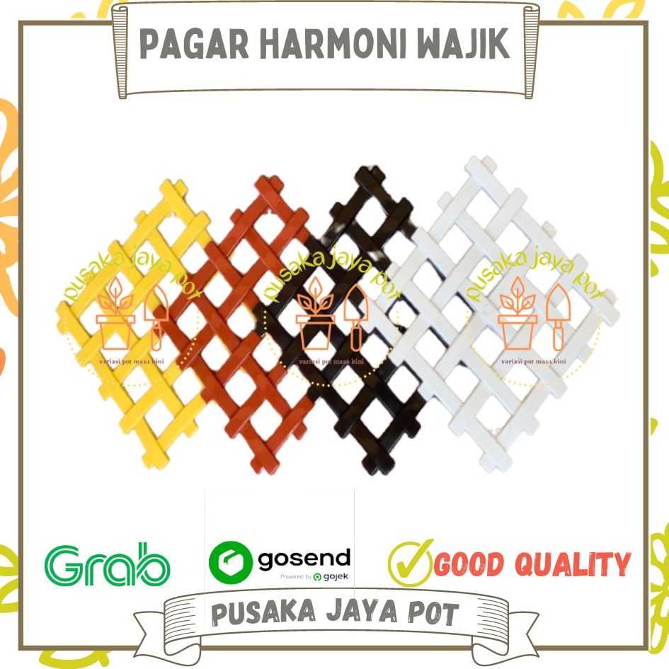 Jual Pagar Wajik Harmoni Warna Putih Coklat Hitam Ornamen Bunga Vas