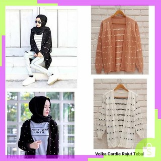 Cardigan Black Polkadot Cardigan Rajut Hitam Polkadot Catdigan Rajut Murah Cardi Hitam Cewek Wanita Shopee Indonesia