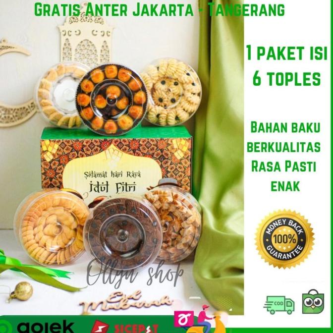

Paket Kue Kering Lebaran Hampers Box Parcel Makanan Isi 6 Toples Sarahasana_