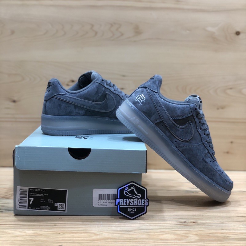 NIK* AIR FORCE 1 LOW REIGNING CHAMP DARK GREY BLACK REGLECTIVE