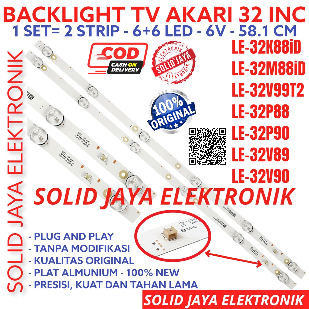 BACKLIGHT LED TV AKARI 32 INC LE 32P88 32V89 32K88 32M88 32K88ID 32M88ID 32V99T2 32V90 LAMPU BL 6K 6V LE-32K88ID LE32K88ID LE32K88 LE-3288ID LE3288ID LE3288 LE-32V99T2 LE32V99T2 LE-32V99 LE-32P88 LE32P88 LE32P90 LE-32P90 LE32V90 32M88ID LE-32V90 6 LAMPU