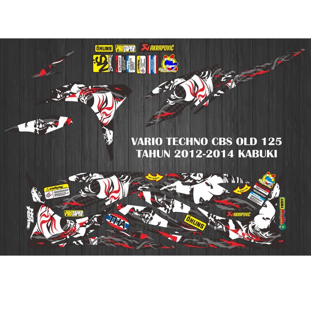 STIKER STRIPING DECAL VARIASI VARIO TECHNO CBS OLD 125 2012-2014 KABUKI
