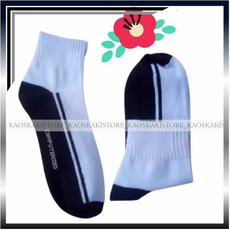 Kaos Kaki Olahraga Pria Sport Hitam Putih Pendek / Kaos Kaki Olahraga Pria / Kaos Kaki Dewasa Pria S
