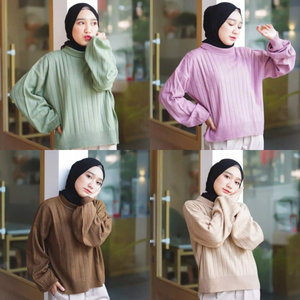 DISKON VIBE TURTLE KNIT - sweater korea / sweater wanita / knitwear / knit sweater / atasan rajut / murah