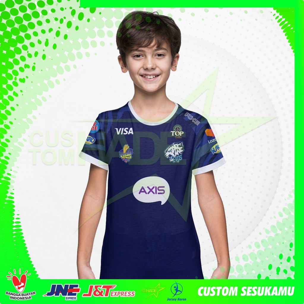COD  Kaos Jersey Gaming || Baju Esport Anak Jersey Evos 2021 Custom Full Printing Bisa Tambah Nama