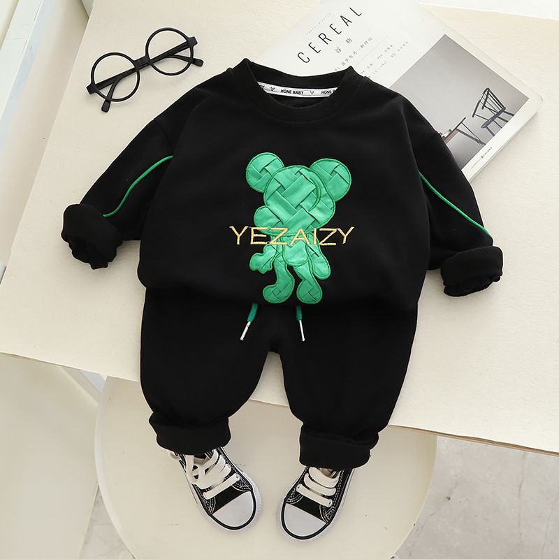 [COD] Setelan anak korea / setelan laki laki Motif BLACK YEZAIZY Usia 1-4 Tahun / setelan impor