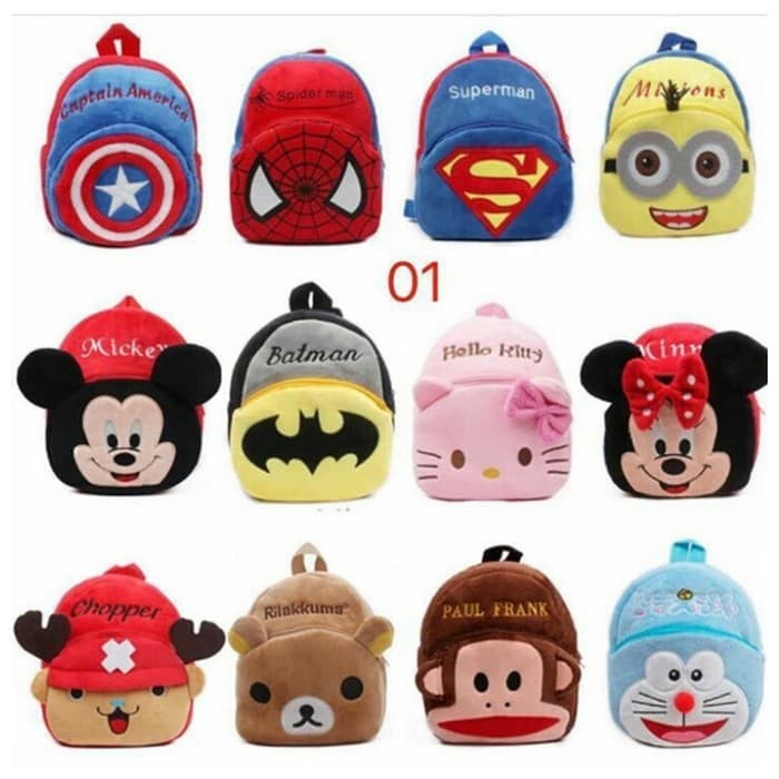BAG03-Tas bulu boneka karakter kartun tas anak balita