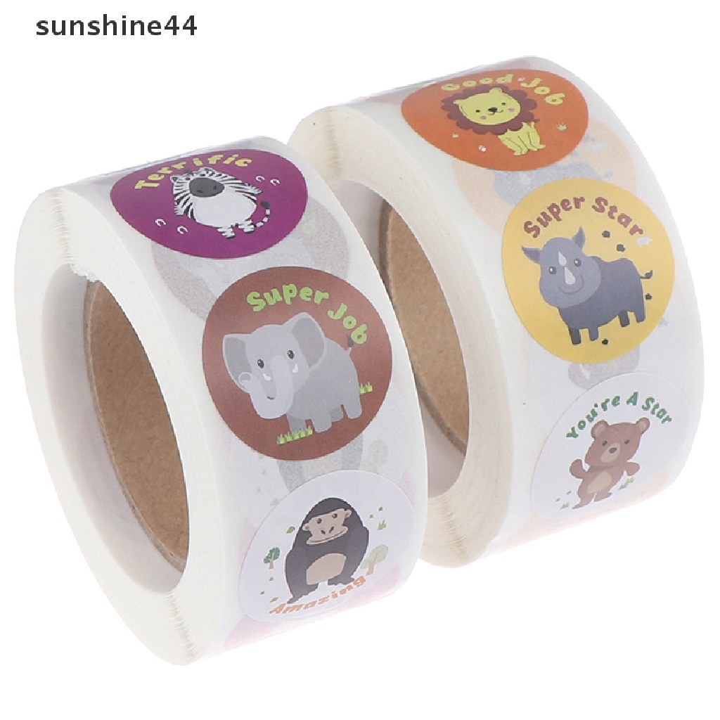 Sunshine 500pcs / roll Stiker Kertas Gambar Kartun Hewan Lucu Untuk Scrapbook / Jurnal