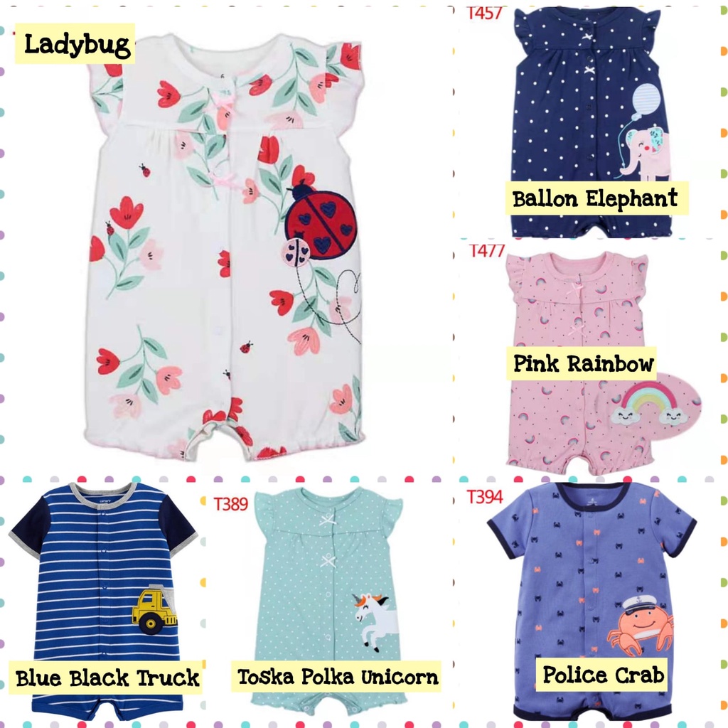 Jumper Pendek Bayi Laki Laki Jumpsuit Romper Overall Bayi Newborn Jumper Kancing Bayi Perempuan