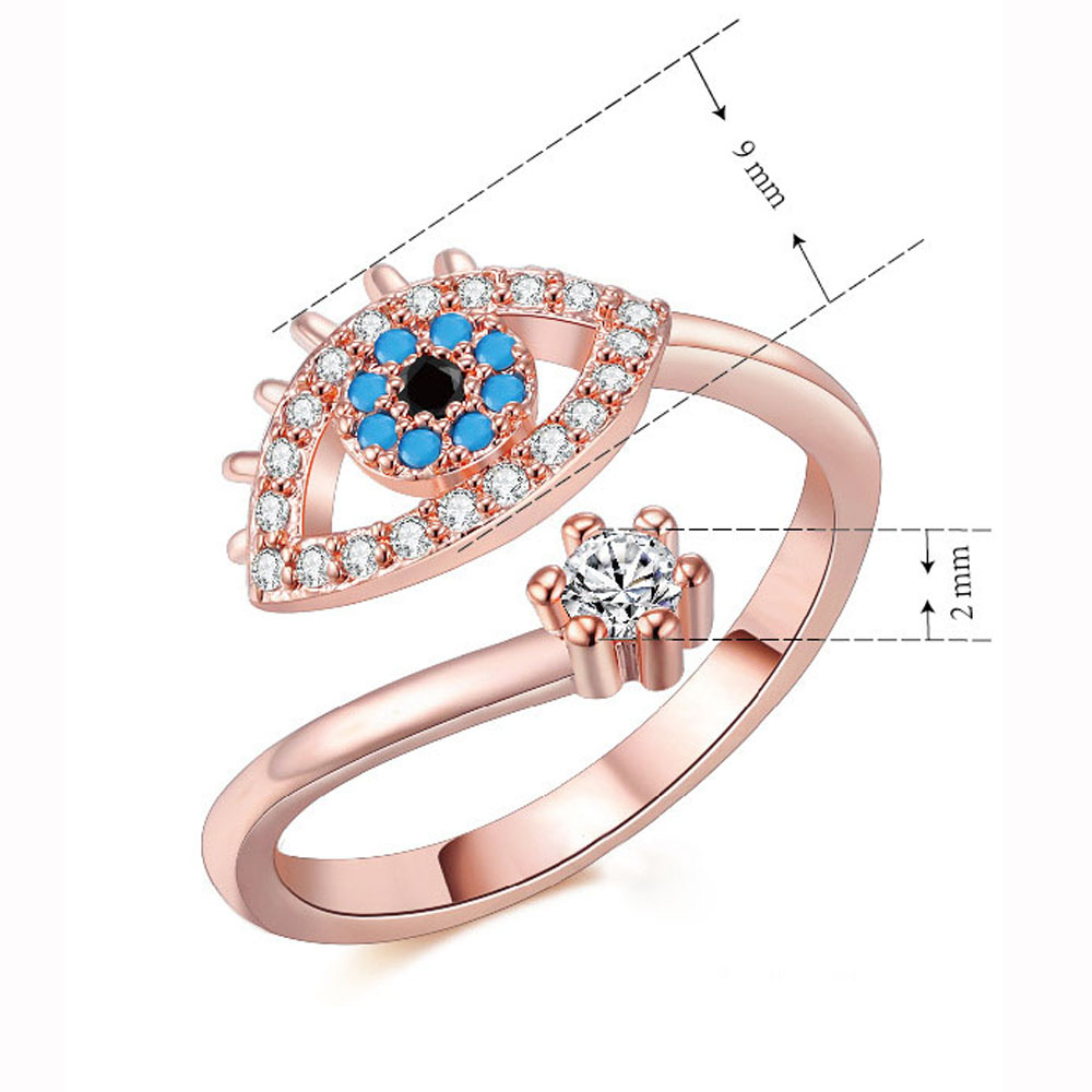 MXBEAUTY Fashion Finger Ring Gold Color Jewelry Rings Engagement Turkey Round Evil Eye Angel Eye Zircon Accessories/Multicolor