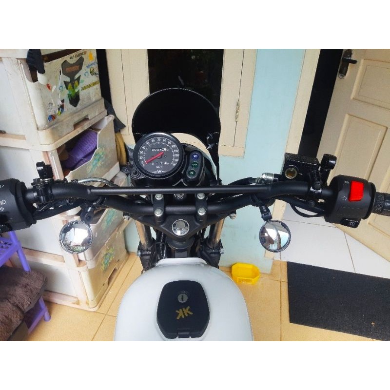 Kaca Spion Supermoto KLX CRF X-RIDE sepeda motor beatstreet WR jalu cembung bulat lebar spion fatbar spion tambahan Original-Sepasang 5cm