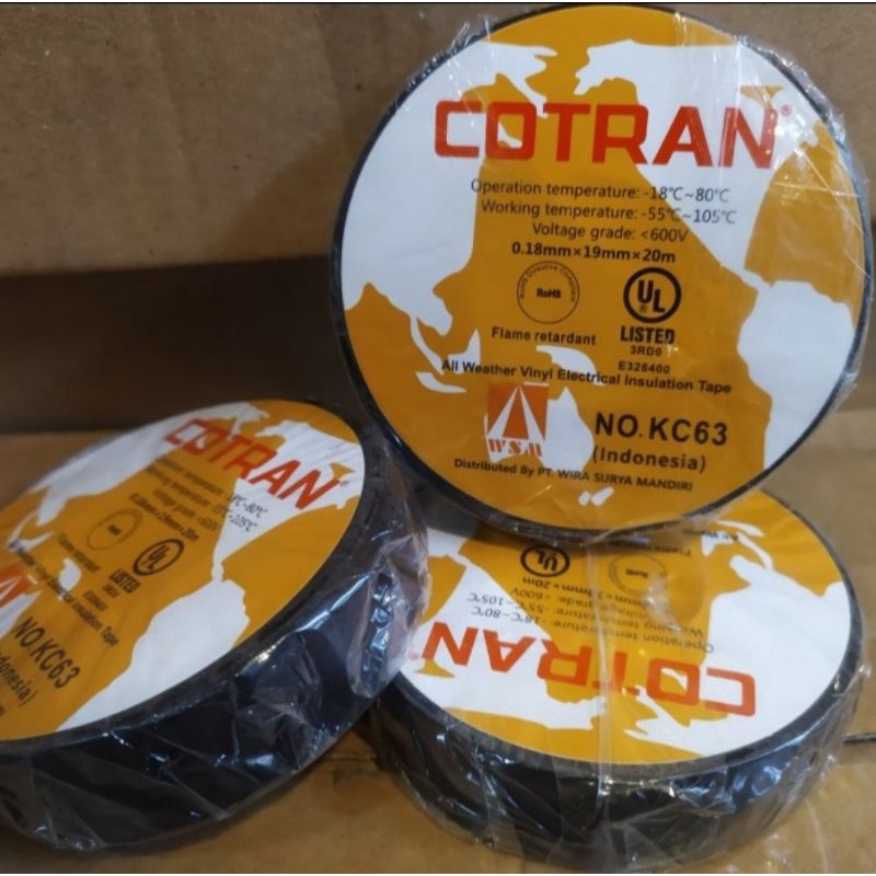 

Isolasi Cable Listrik - Solasi Murah Cotran - Selotip hitam